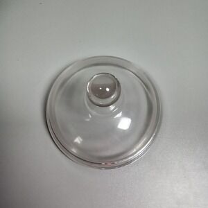 Vintage Clear Glass Replacement Lid Round Dome Ball Handle 5.5 Inch Diameter